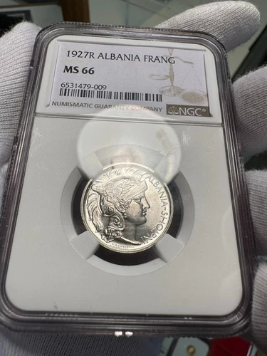 1927R Albania 1 Frang NGC MS66