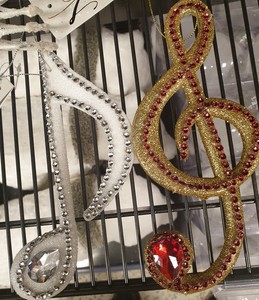 Xmas Party Bauble Hanging Music Notes Bead Crystal Christmas Tree