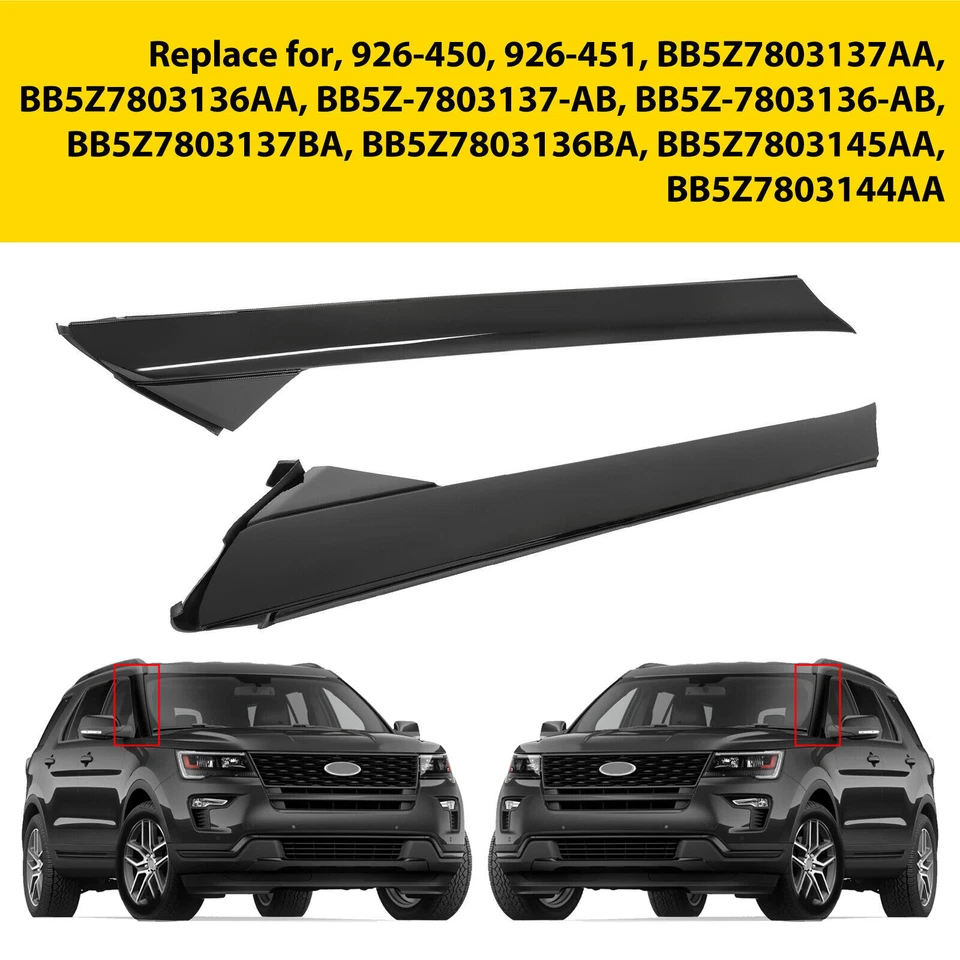 4Pcs For 11-19 Ford Explorer Left Right Side Windshield A-Pillar Molding Trim - Image 2 of 4