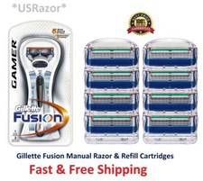 ~10 Gillette Fusion 5 Gamer Men Razor Blades Refill Cartridge Shaver Handle 4 8