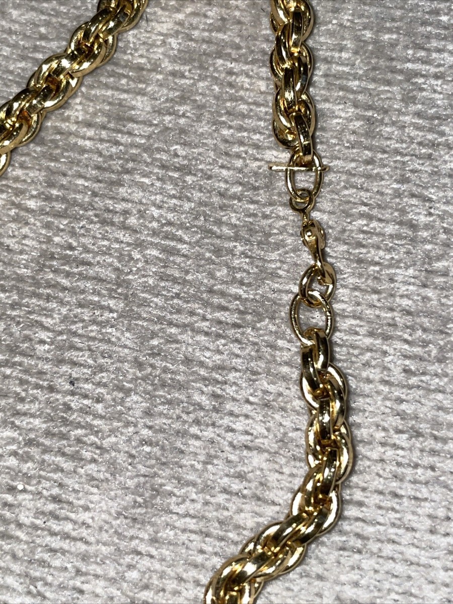 【VINTAGE HOLLYWOOD】Twist Chain Necklace★送料・関税込 22 Inch Necklace Signed Monet Gold Tone Twisted Rope Style