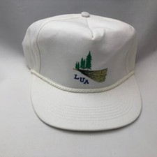 LUA Hat Ball Cap Adjustable Buckle Rope White Lumber Construction Made in USA