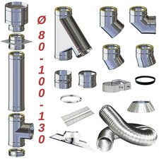 Canna Fumaria Coibentata Stufa a Pellet Kit Tubo Acciaio Inox Doppia Parete Cami