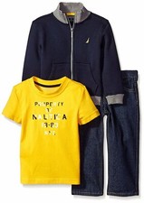 Nautica Baby Boys' 3 Piece Fleece Set Jacket, Tee, and Denim Pant MSRP 54.50