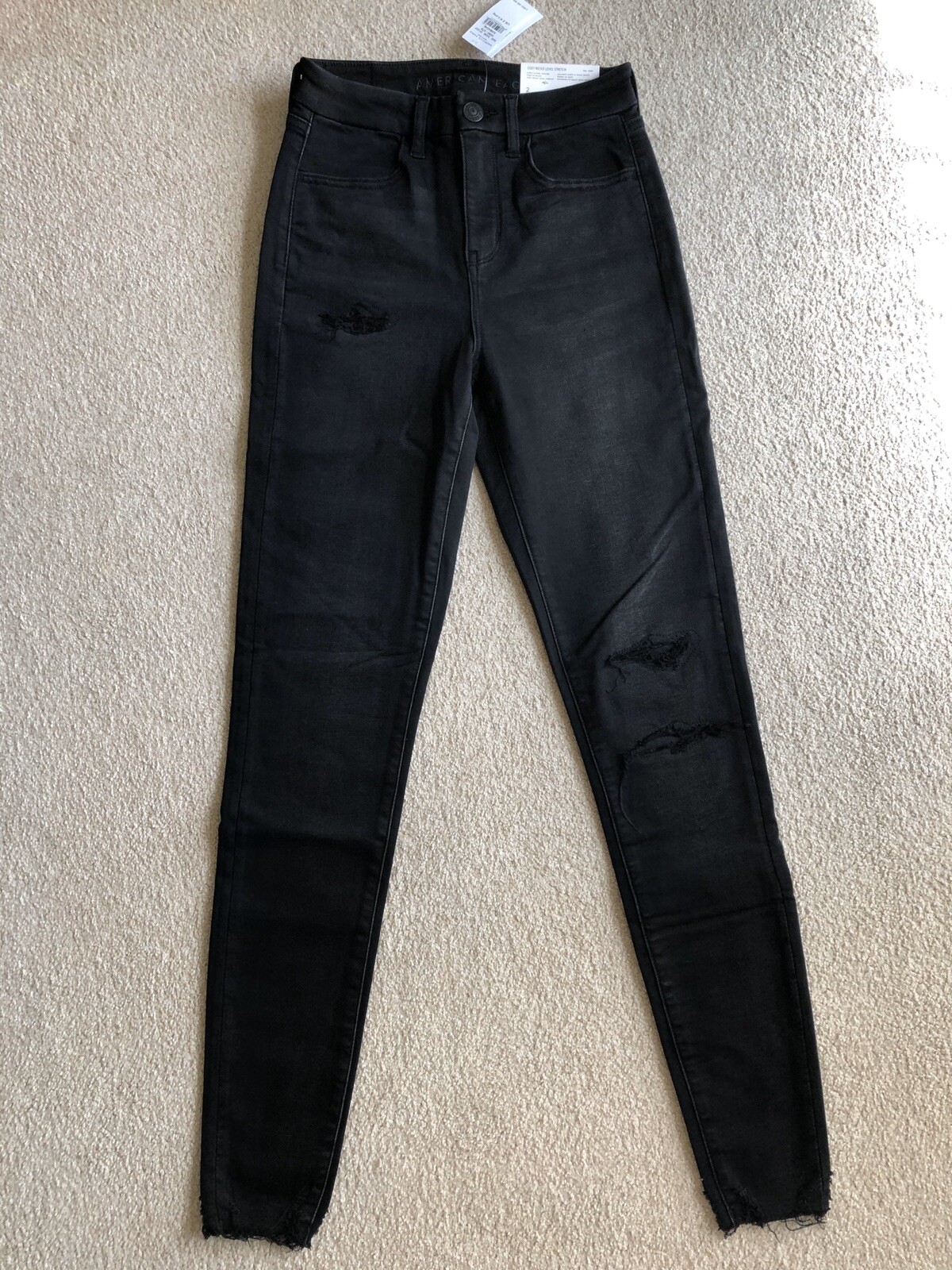 American Eagle Curvy Hi-Rise Jegging Jeans Cozy Next Level Fade To Black 2 XLong
