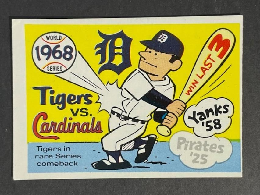 1968 RG Laughlin Fleer WORLD SERIES BASEBALL CARD -1968 TIGERS vs