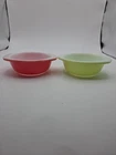 Lot of 2 Vintage Pyrex 080 Lime Green & Pink Casserole