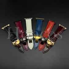 38 40 41 42 44 45 46 49 MM Leather Lizard Band Strap For Apple Watch Series 1-10