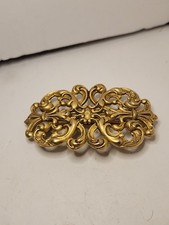 Vtg Goldtone Leaf Scrolled Barrette