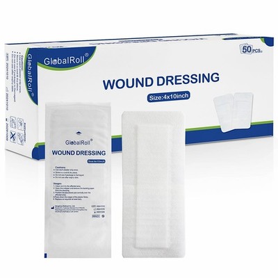 Island Dressing Bordered Gauze 4''x10'', 50 Individually Packed Non-Stick Pad i...