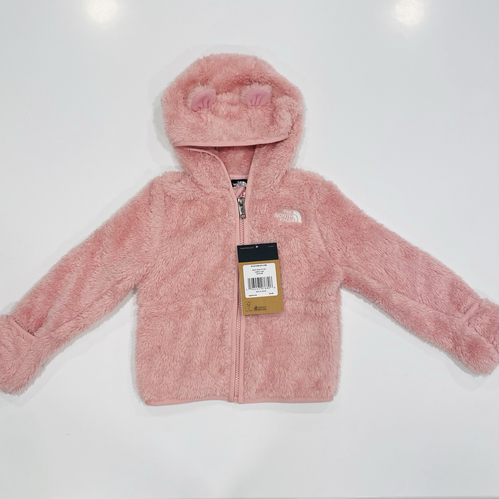 Chaqueta con Capucha The North Face Baby Bear Rosa Talla 18-24 Meses Nueva Con Etiquetas
