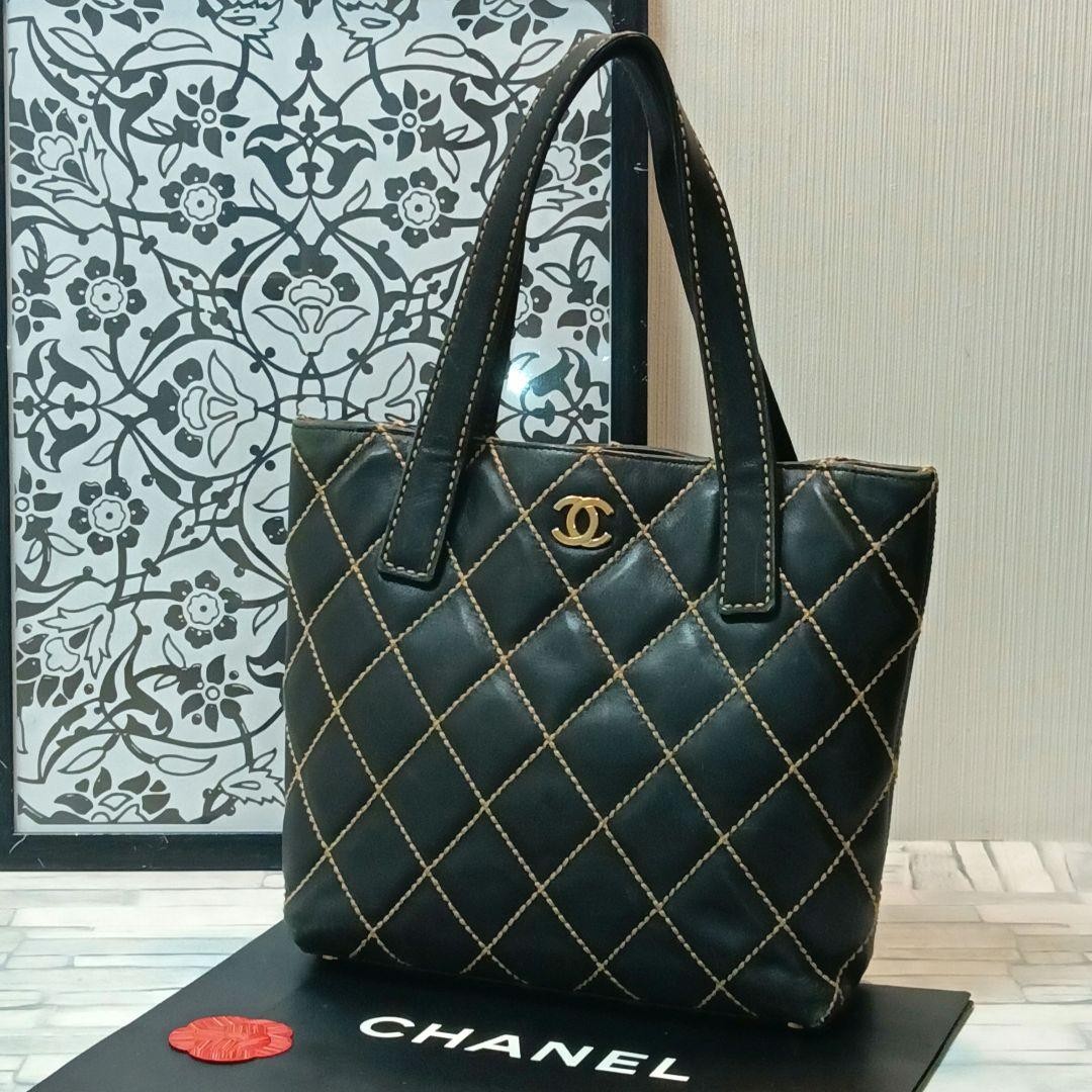 Chanel Wild Stitch HandBag Black Calfskin GD Hardware 408564