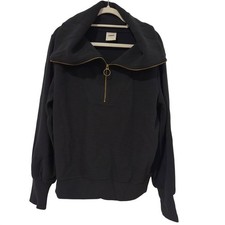 Varley Vine Ottoman Half-Zip Pullover Black Ribbed Oversized Collar Med. NWOT