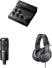 Audio Technica AT-UMX3 USB Mixer AT2020 Mic ATH-M20x Headphones Set