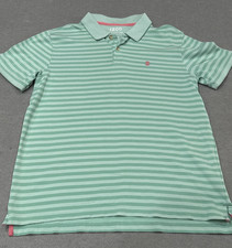 Izod Polo Shirt Mens Large Green Striped Performance Golf Casual Cotton Blend L