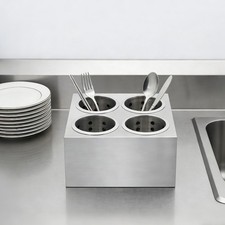 Commercial Stainless Steel Cylinder Flatware Silverware Storage Holder Boxes
