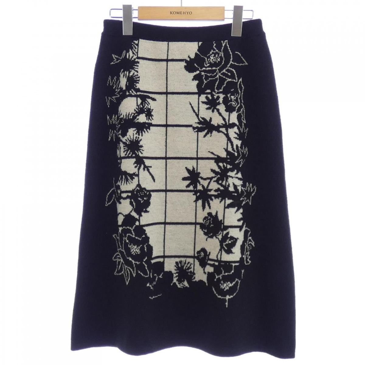 KEITA MARUYAMA Skirt Black Beige Size 1 Used Wool Blend Vintage Fashion