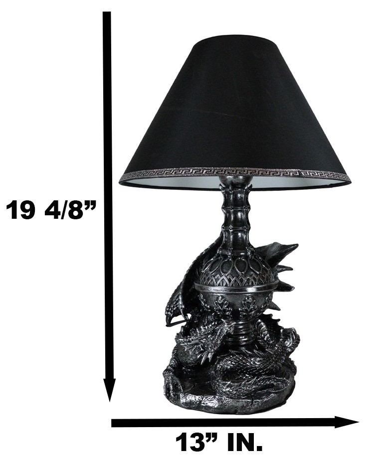 Climbing Gothic Dragon Desktop Table Lamp Statue Decor With Shade