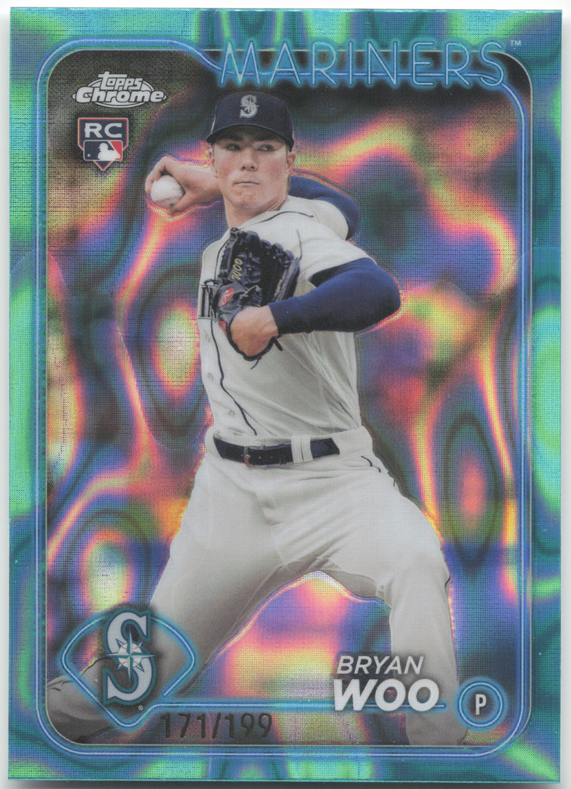 2024 Topps Chrome #172 Bryan Woo Aqua Lava Refractors #/199