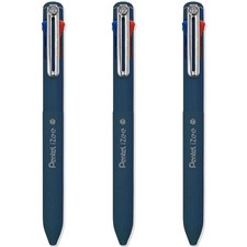 Pentel iZee 4 Colour Ballpoint Pen Pack of 3 Blue Ink Smooth Writing
