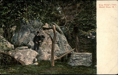 Mount Hope Rhode Island King Philip's Chair c1900-20s Vintage Postcard
