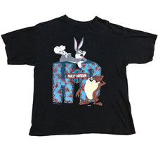 Vintage 1993 Harley Davidson x Looney Tunes Bugs Taz T-Shirt Warner Bros L Large