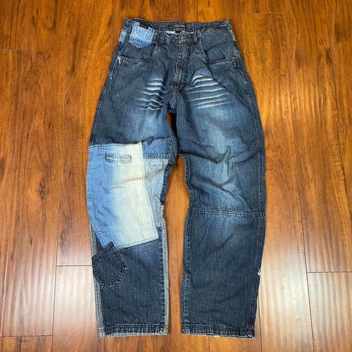 Vintage 1990s Fubu Patchwork Blue Denim Jeans Size 34W