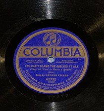COLUMBIA  A2732  ARTHUR FIELDS  YOU CAN'T BLAME THE GIRLIES  78 RECORD HARRY FOX
