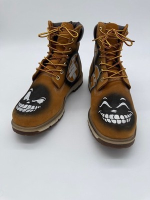 Timberland 6 Inch Premium Boots Custom Hand Painted Art US 10W EU 44 Rare Unique