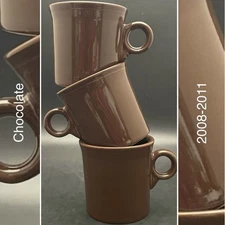 Fiesta HLC Chocolate Ring Handle 3pc Coffee Mugs 2008-11 Made in USA 3.5”t 10oz