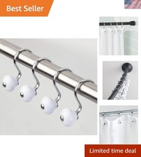 Elegant iDesign York Shower Curtain Hooks Set of 12 - White  Chrome Charm
