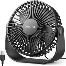 Gaiatop USB Desk Fan, 3 Speeds Strong Airflow, 5.5 Inch Portable 90  Rotate
