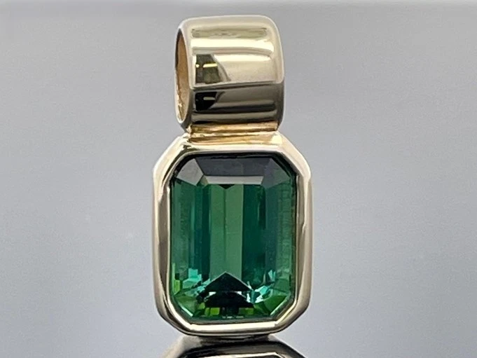 ANHÄNGER AUS 375/- GELBGOLD MIT  GOLCONDA TURMALIN FACETTENREICH SCHMUCKJAGD - Bild 4 von 4