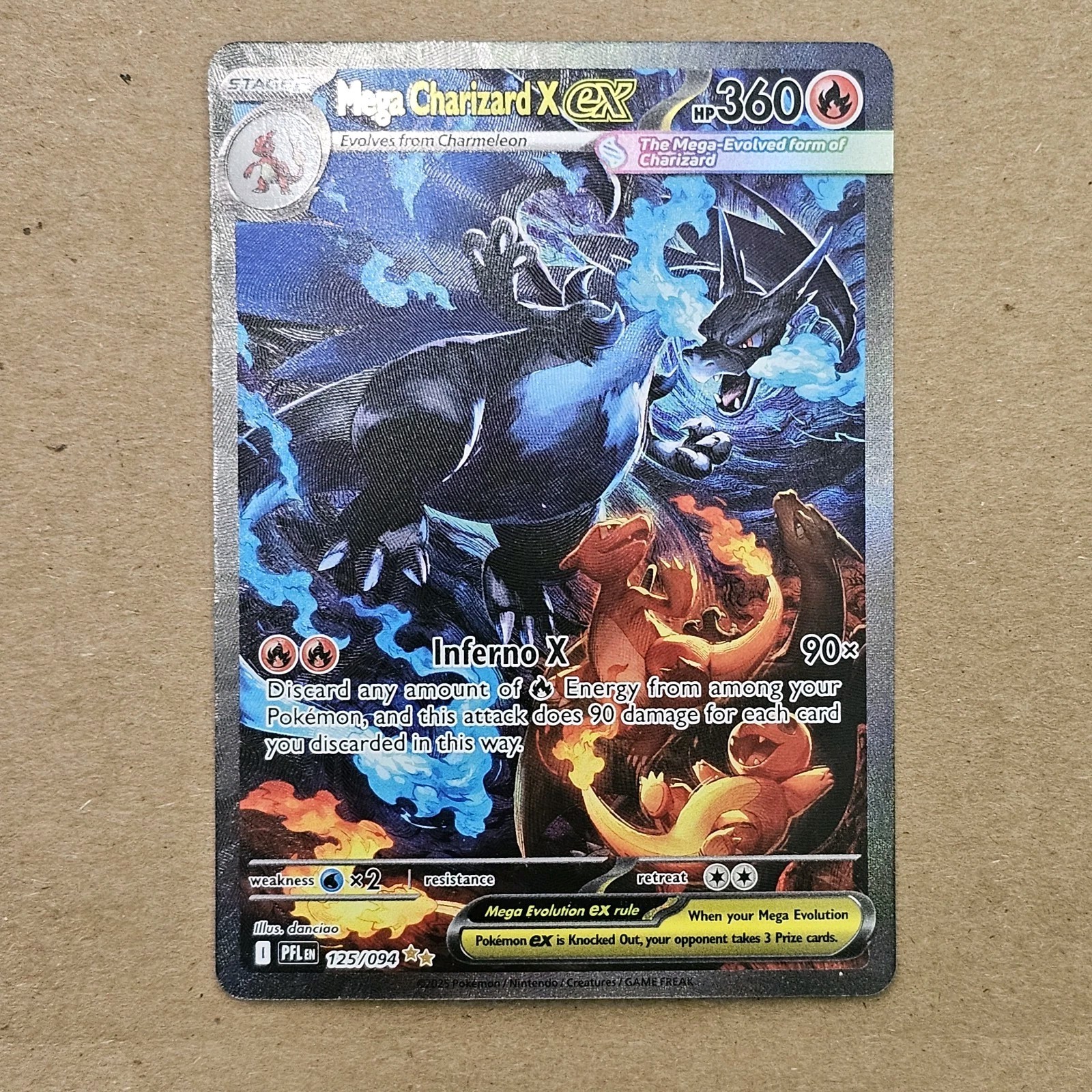 Mega Charizard X ex 125/094 Me02: Phantasmal Flames Holo - FLAWLESS GEM MINT
