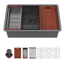 Sarlai 30 Inch Undermount Kitchen Sink Stainless Steel - 30 x 18 Inch Black----