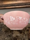 vintage Pyrex Pink Gooseberry Cinderella mixing bowl.