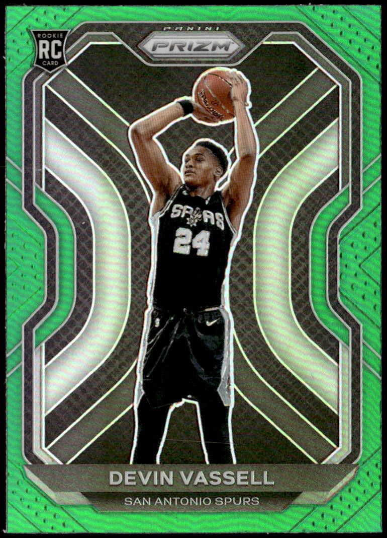 2020-21 Panini Prizm #252 Devin Vassell Green Prizms Rookie E1
