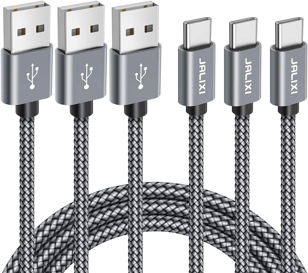 3 Pack 3ft USB to USB-C Fast Charging Cables in Grey