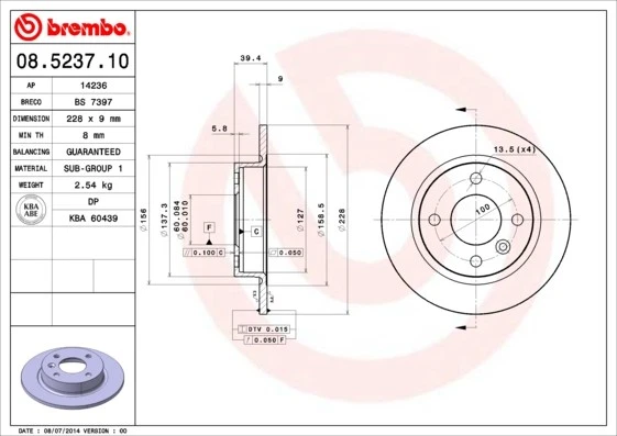 2x BRAKE DISC 08.5237.10 FOR VOLVO B 18 U 1.8L B18KP/18K/18KD/18FT/18EP 1.7L - Image 2 of 4