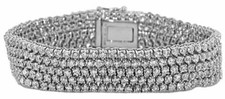 EXTRA LARGE 16.07CT DIAMOND 18K WHITE GOLD 3D MULTI ROW ETERNITY TENNIS BRACELET