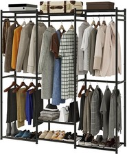 Wardrobe Closet Tall Size, Clothes Rack with Hanging Areas and Storage Shelves