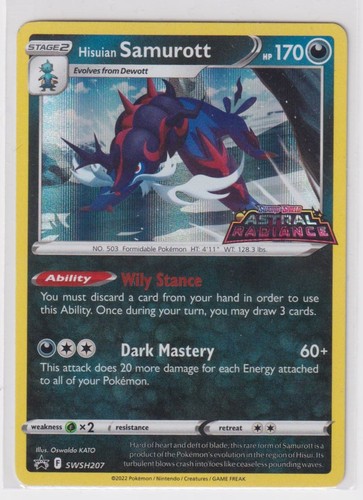 Hisuian Samurott SWSH207 Pre Release Stamped Black Star Promo Pokemon TCG NM