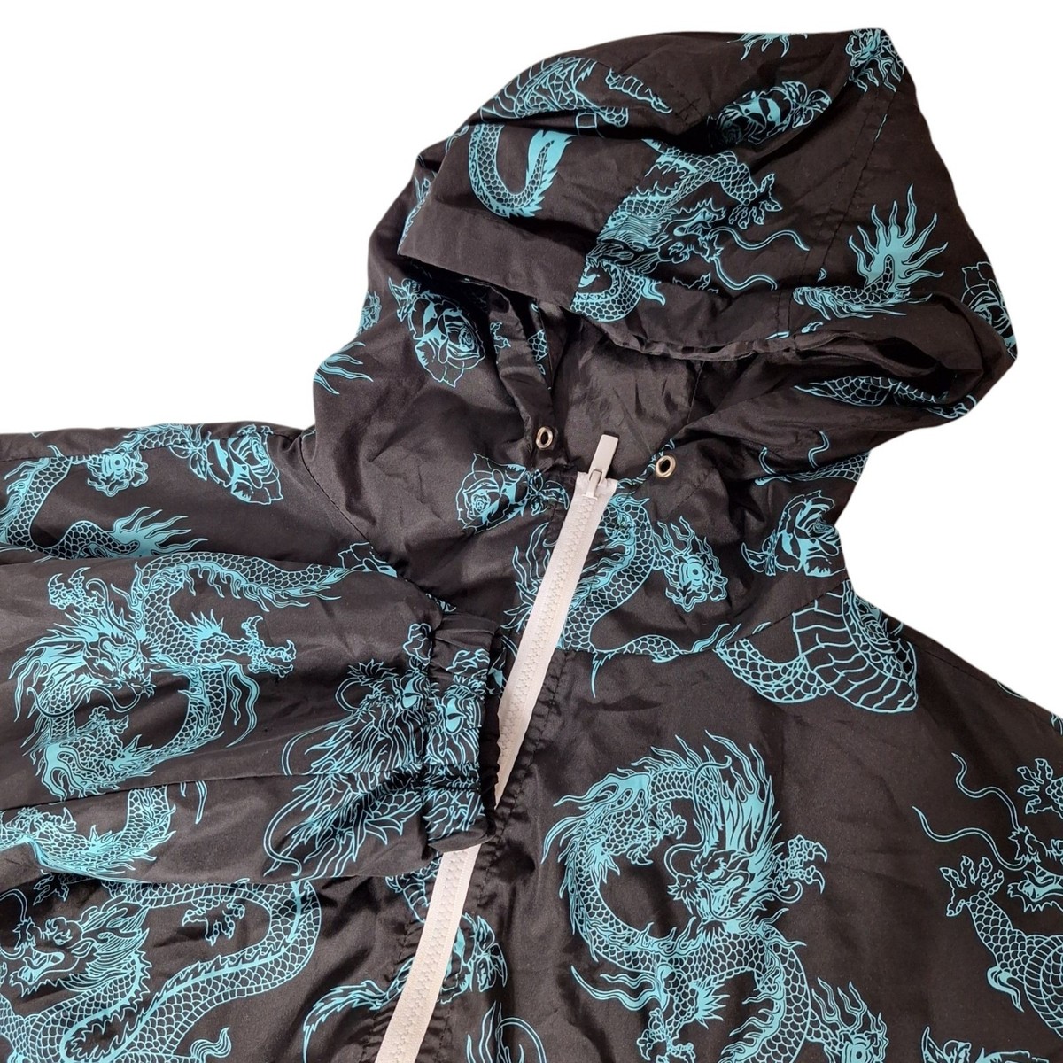 Rue21 Dragon Windbreaker Jacket XL Cropped Streetwear Y2K Cyber