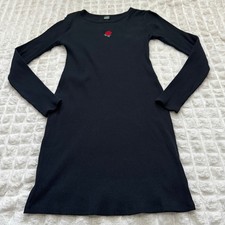 Wild Fable Small Black Ribbed Long Sleeve Fitted Bodycon Mini Dress 90s Y2K