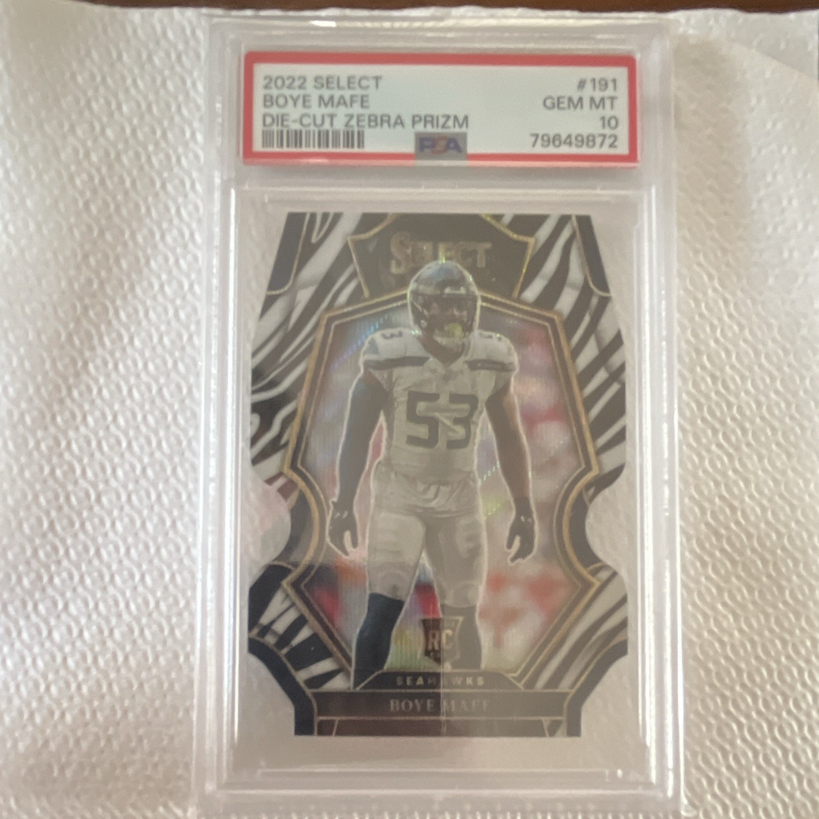 2022 Panini Select Premier Level Boye Mafe #191 Zebra Prizm Die-Cut (RC) PSA 10