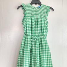 Draper James Gingham Dress Green Smocked Country Cottagecore Cotton Lined XS