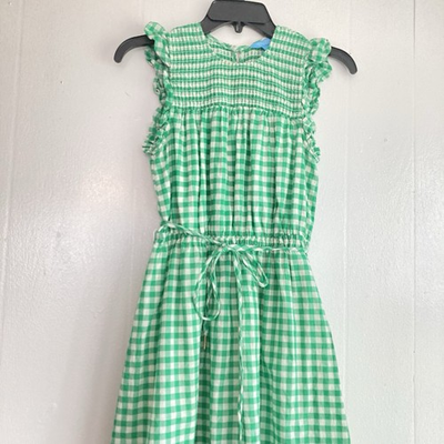 #ad Draper James Gingham Dress Green Smocked Country Cottagecore Cotton Lined XS $23.00