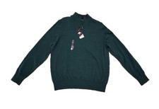 IZOD Classic Sweater Men's Size Large Long Sleeve Green Soft Pullover Zip Top