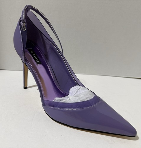 NINE WEST POINTED-TOE STILETTO PUMPS W/ THIN ANKLE STRAP LAVENDER /PURPLE SZ: 12