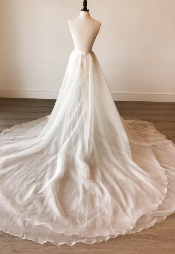 Sobrefalda Desmontable Boda Tul Novia Tul Superpuesto Falda Larga Boda Tren Foto 3 de 4